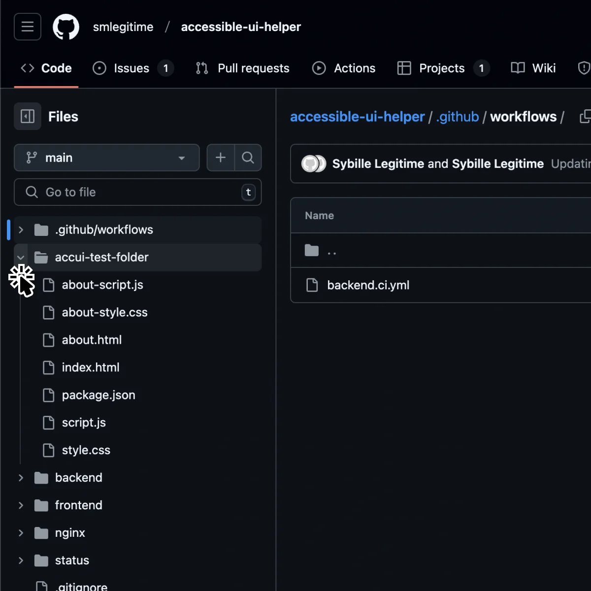 Github accordion click on content example