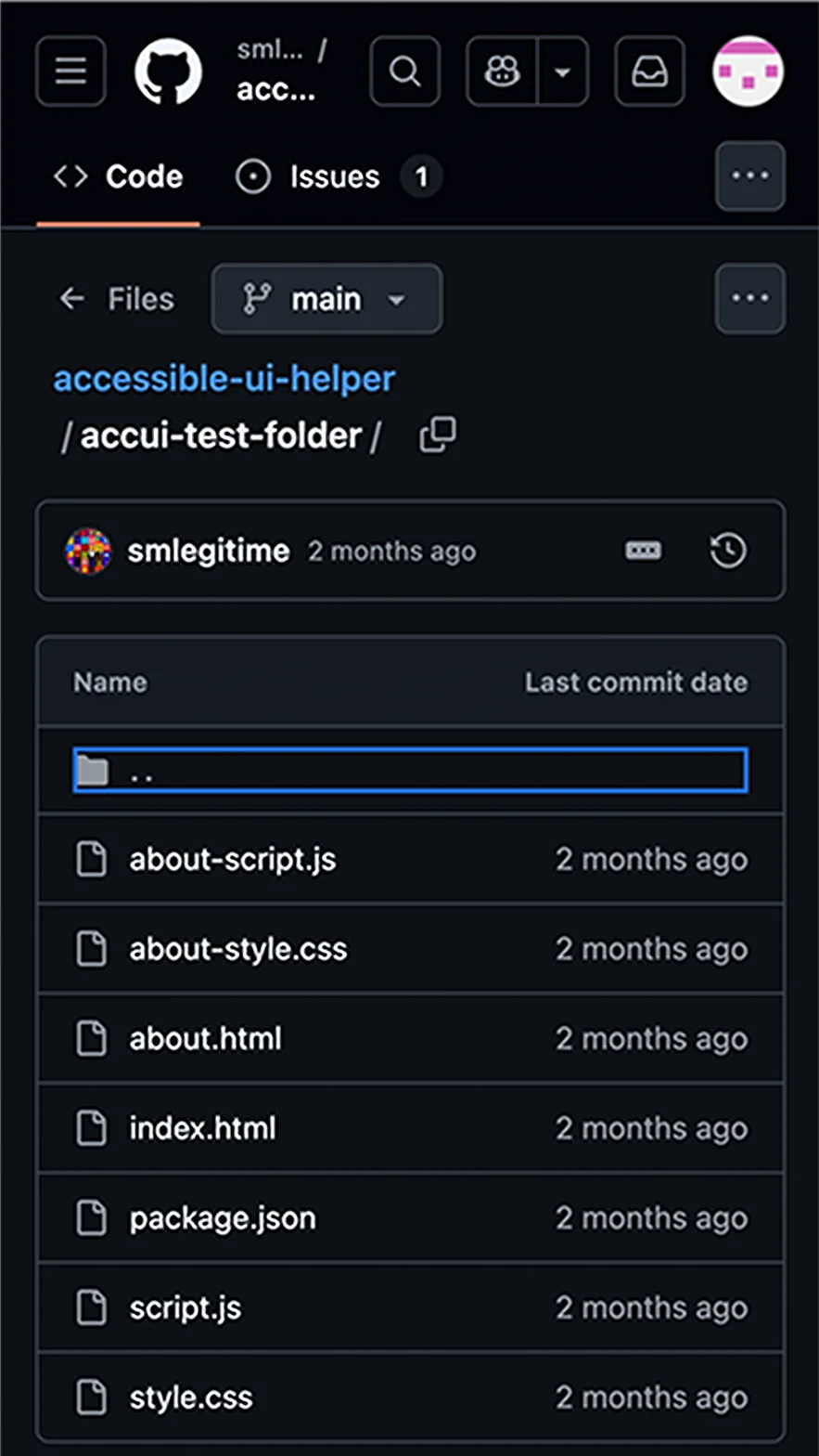 Github expanded accordion mobile version example