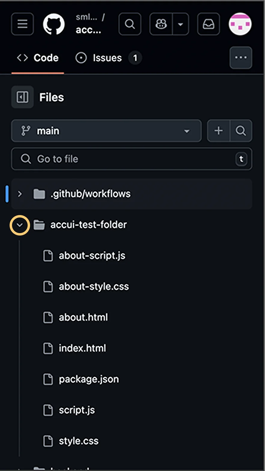 Github accordion mobile version example