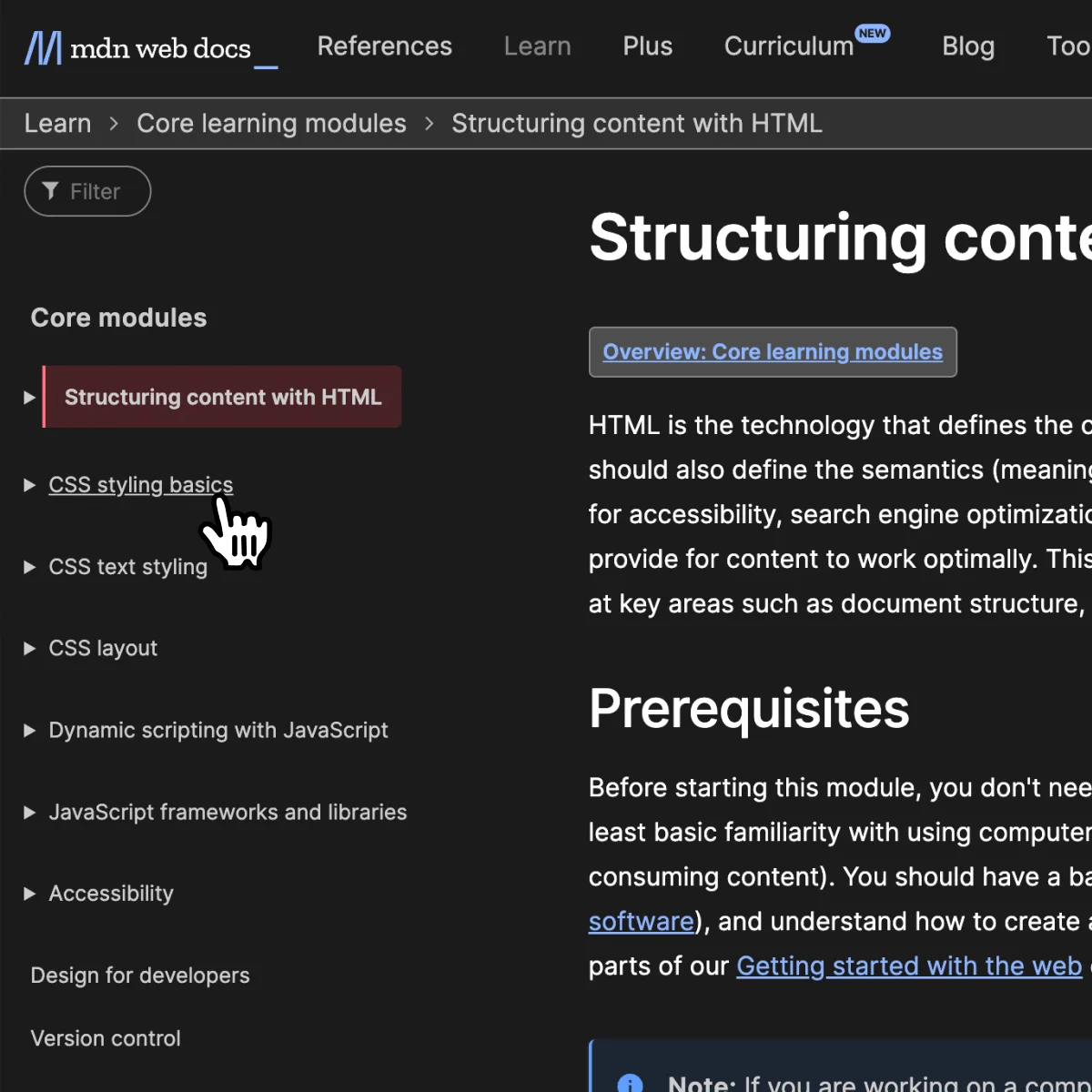 Mdn accordion hover on text example