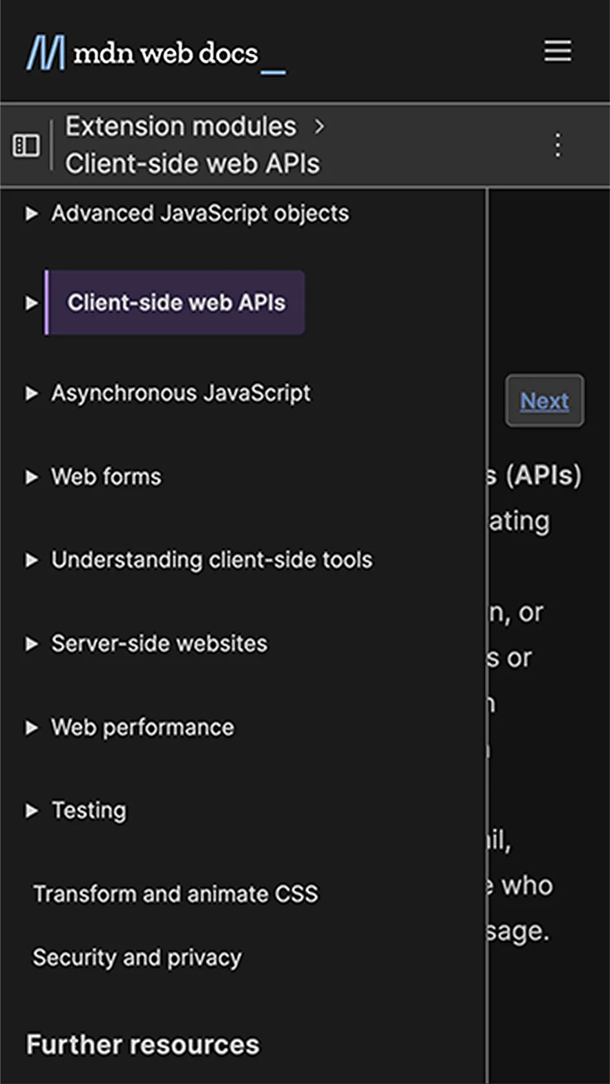 Mdn activated accordion mobile version example